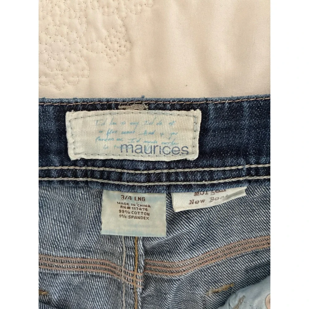 Maurices New Boot Dark Wash Bootcut Jeans Womens 3/4 Long Stretch Denim Indigo - Picture 4 of 6